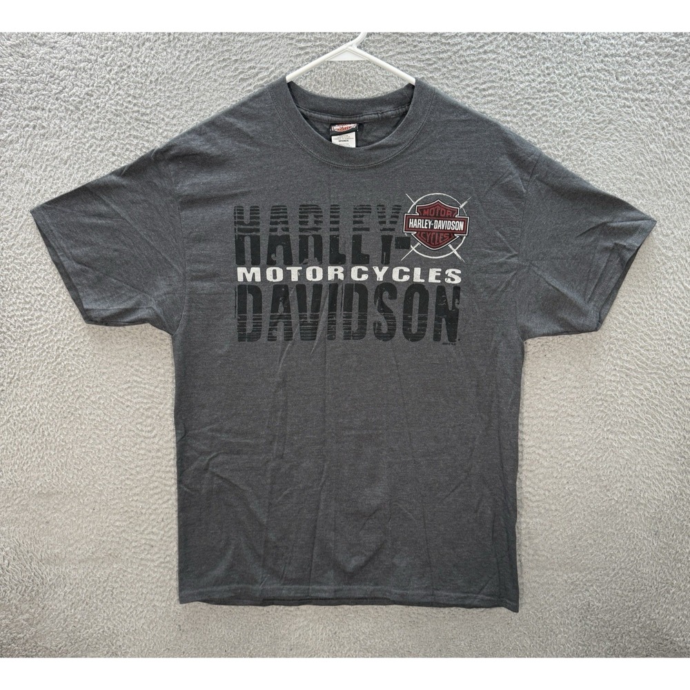 Harley Davidson Shirt Adult Large Gray Motorcycle Biker Grunge Skater Y2K Mens
